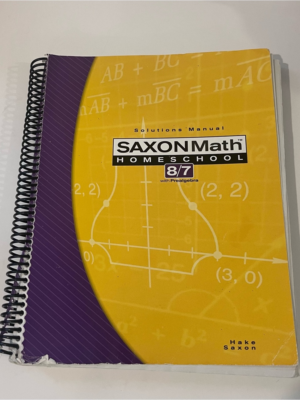 Saxon math Homeschool 8/7 Solutions Manual in Yellow and Purple
